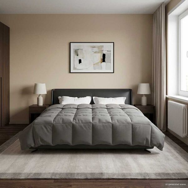 vidaXL Sommerdecke Gepolstert Hellgrau 200 x 240 cm Mikrofaser