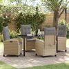 vidaXL Garten Essgruppe mit Kissen 5 pcs Beige Poly-Rattan