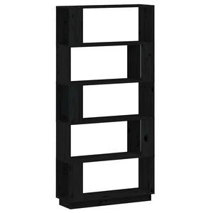 vidaXL B&uuml;cherregal/Raumteiler Schwarz 80x25x163,5 cm Massivholz Kiefer