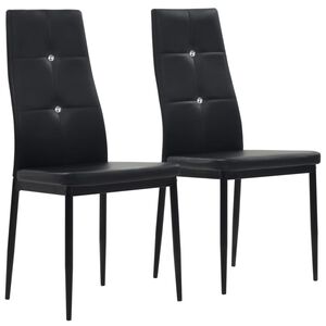 vidaXL Esszimmerst&uuml;hle 2 Stk. Schwarz Kunstleder