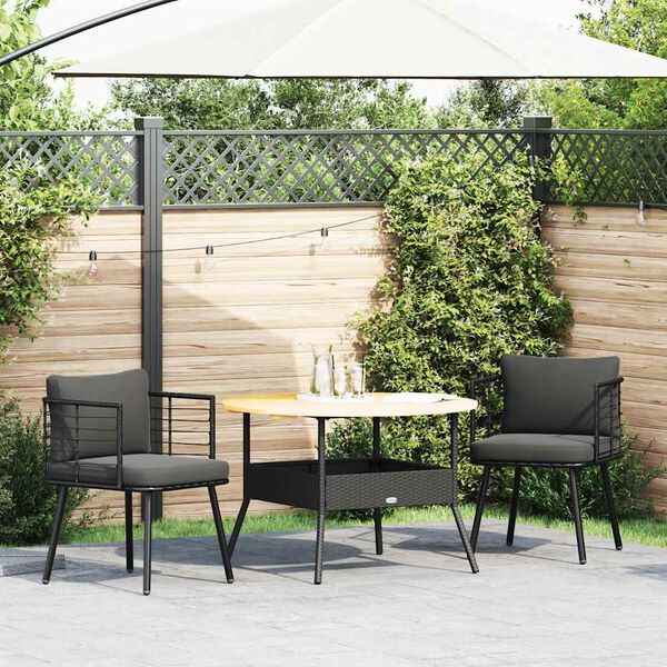 vidaXL Gartenst&uuml;hle 2 Stk. mit Kissen Schwarz Poly Rattan