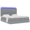 vidaXL Bett mit LED-Lichtleisten Hellgrau 200 x 200 cm Stoff
