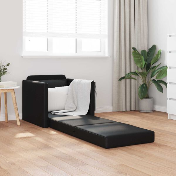 vidaXL Schlafsofa 60cm Schwarz Kunstleder