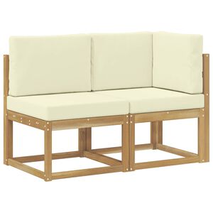 vidaXL Outdoor Mittel- und Ecksofa 2 St&uuml;ck Wei&szlig; Massivholz Akazie