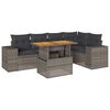 vidaXL 6-tlg. Garten-Sofagarnitur mit Kissen Grau Poly Rattan