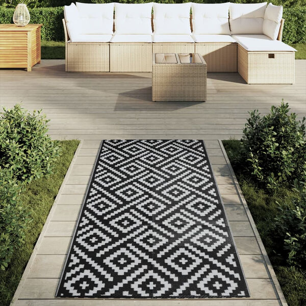 vidaXL Outdoor-Teppich ARAKIL Weiß und Schwarz 80x150 cm PP