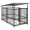 vidaXL Outdoor-Hundezwinger mit Dach Stahl 1,88 m&sup2;