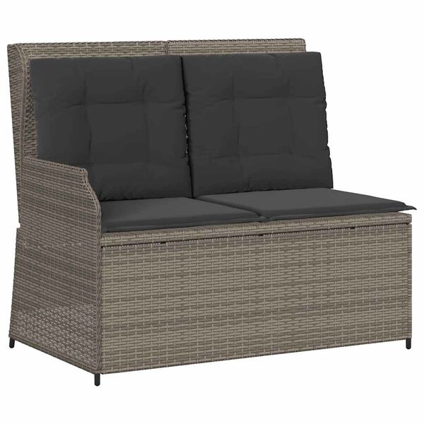 vidaXL 3-tlg. Garten-Lounge-Set mit Kissen Grau Poly Rattan