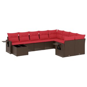 vidaXL 10-teiliges Gartensofa-Set mit Kissen, braun, Polyrattan