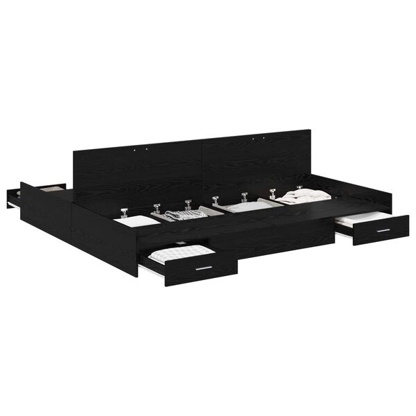 vidaXL Aufbewahrungsbettgestell Schwarz Eichen-Optik 180 x 200 cm