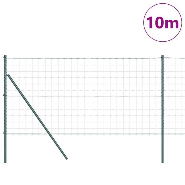 vidaXL Zaun mit Pfosten Gr&uuml;n 1,2 x 10 m Stahl