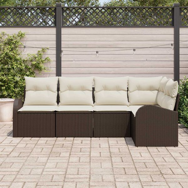 vidaXL Sofa Set mit Kissen 5 pcs Braun Polyester
