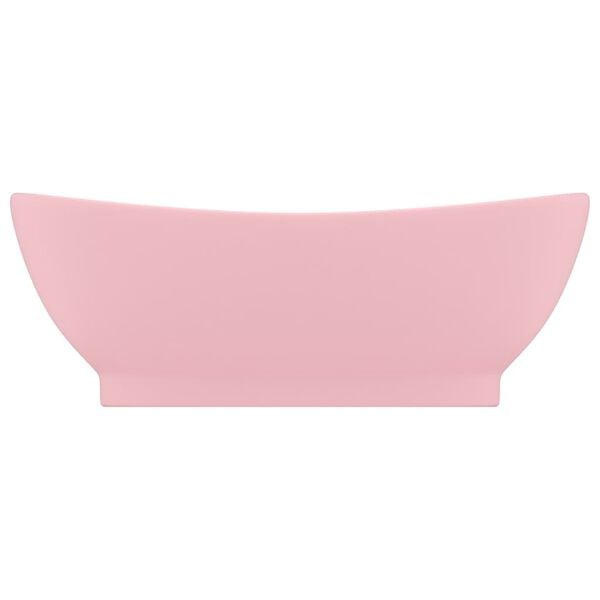 vidaXL Luxus-Waschbecken &Uuml;berlauf Oval Matt-Rosa 58,5x39 cm Keramik