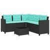 vidaXL Gartensofa mit Tisch und Kissen L-f&ouml;rmig Schwarz Polyrattan