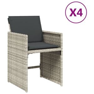 vidaXL Gartenst&uuml;hle mit Kissen 4 Stk. Hellgrau Poly Rattan