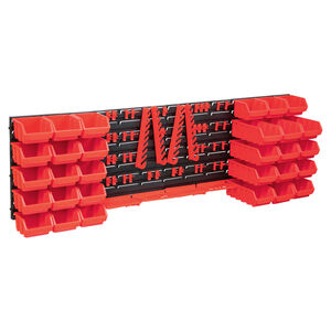 vidaXL 80-tlg. Beh&auml;lter-Set f&uuml;r Kleinteile mit Wandplatten Rot Schwarz