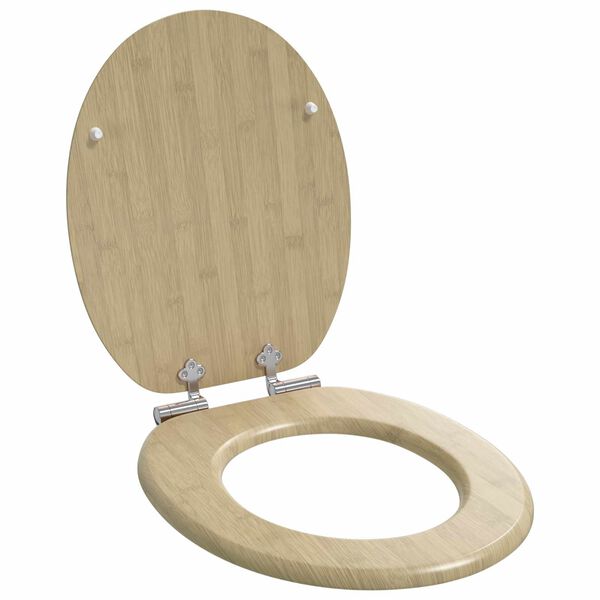 vidaXL Soft-Close Toilettensitz Heller Bambusfarbton 44 x 38 cm