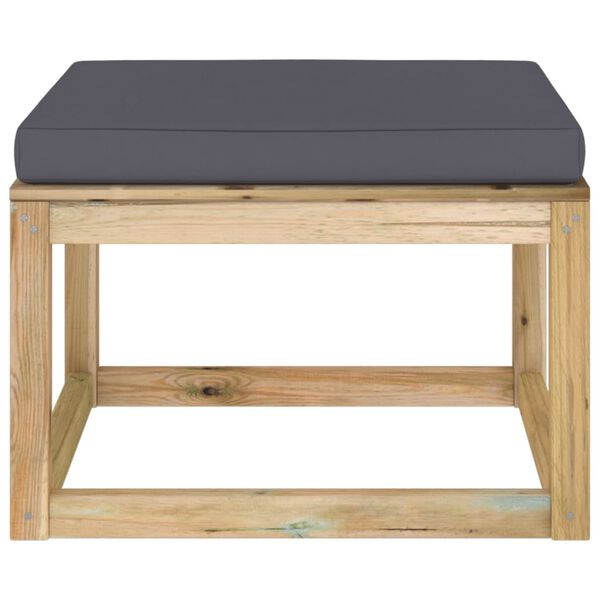 vidaXL Gartenhocker mit Kissen Gr&uuml;n Impr&auml;gniertes Kiefernholz