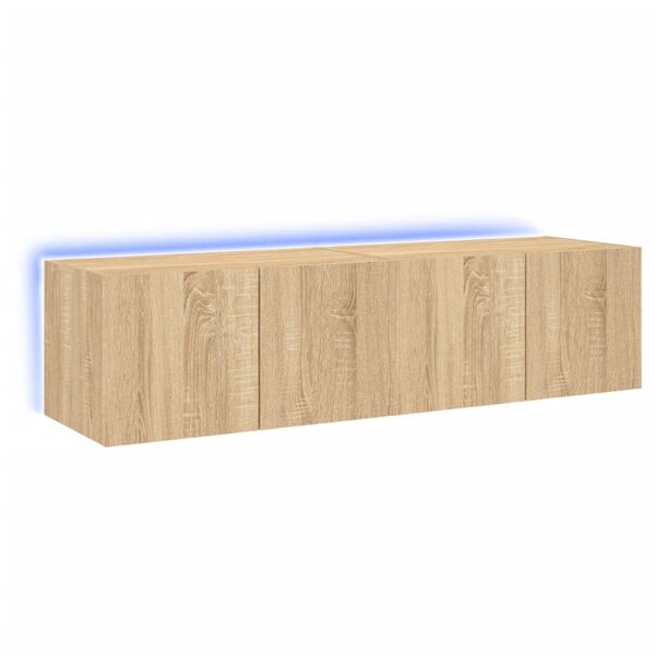 vidaXL TV-Wandschr&auml;nke mit LED-Leuchten 2 Stk. Sonoma-Eiche 60x35x31cm