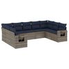 vidaXL 9-teiliges Gartensofa-Set mit Kissen, grau, Polyrattan