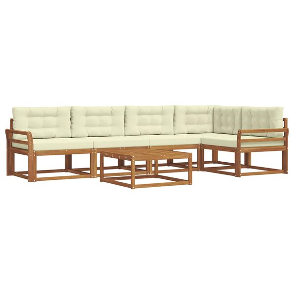 vidaXL Outdoor-Sofagarnitur mit Kissen 6 pcs Natur und Creme