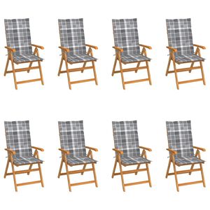 vidaXL Verstellbare Gartenst&uuml;hle mit Auflagen 8 Stk. Massivholz Teak