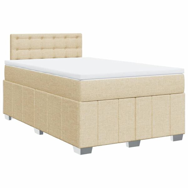 vidaXL Boxspringbett mit Matratze Creme 120x190 cm Stoff