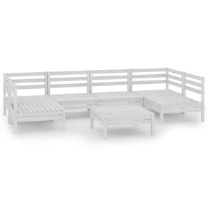 vidaXL 7-tlg. Garten-Lounge-Set Wei&szlig; Massivholz Kiefer