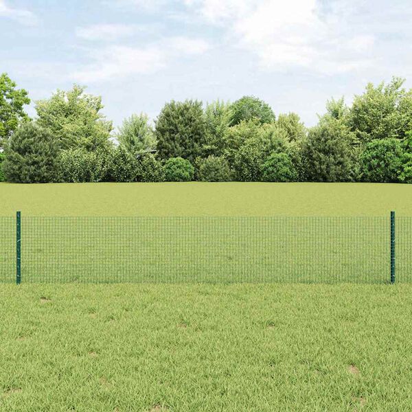 vidaXL Zaun mit Pfosten Gr&uuml;n 0,4 x 10 m Stahl und PVC