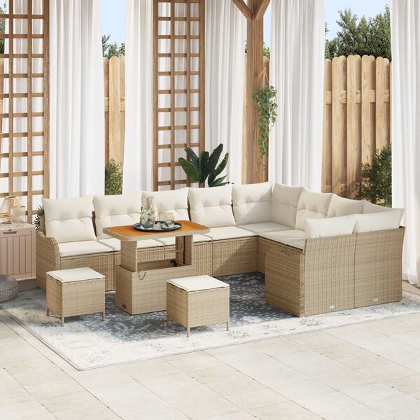 vidaXL Garten-Sofa-Set 12 pcs Beige Poly-Rattan
