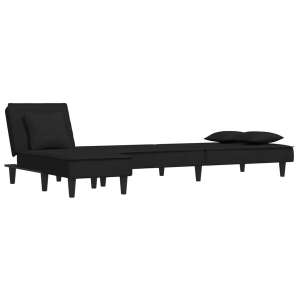 vidaXL Schlafsofa in L-Form Schwarz 255x140x70 cm Samt