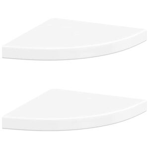 vidaXL Eck-Schweberegale 2 Stk. Hochglanz-Wei&szlig; 35x35x3,8 cm MDF