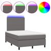 vidaXL Boxspringbett mit Matratze & LED Grau 120x190 cm Kunstleder