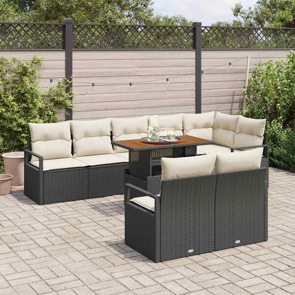vidaXL Garten-Sofa-Set mit Speicher 9 pcs Schwarz Poly Rattan