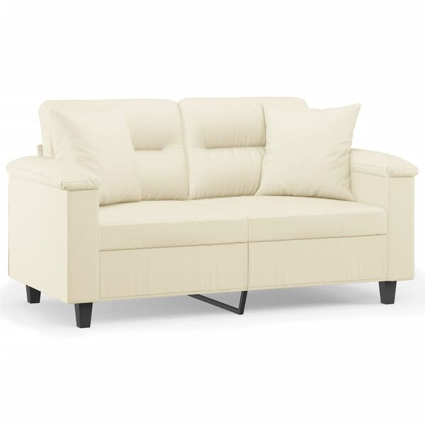 vidaXL 2-Sitzer-Sofa mit Zierkissen Creme 120 cm Kunstleder
