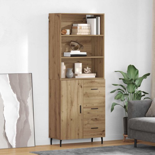 vidaXL Highboard mit Schubladen Artisan-Eiche 69,5 x 34 x 180 cm