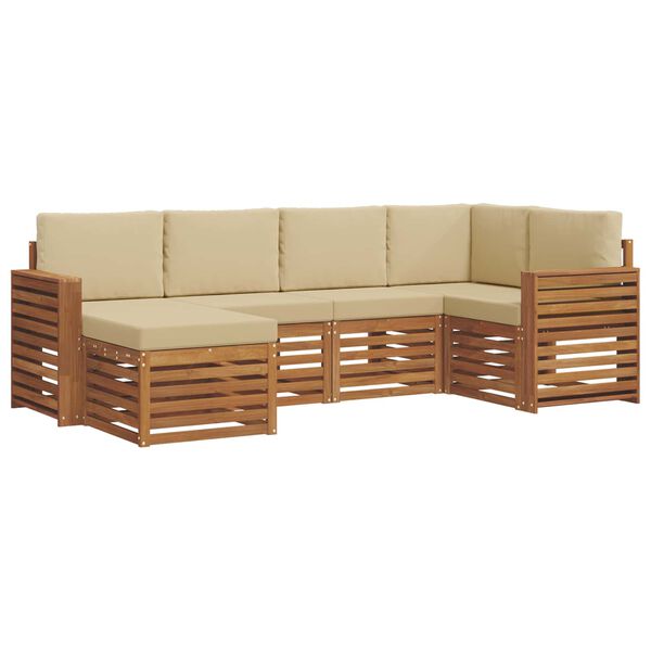 vidaXL Sofagarnituren 6 pcs Natur und Beige Massivholz Akazie