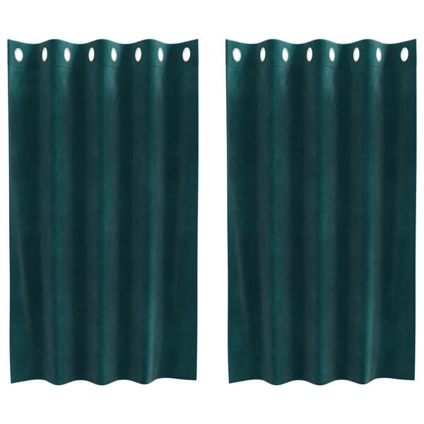 vidaXL Verdunkelungsvorh&auml;nge 2 pcs Dunkelgr&uuml;n 140 x 140 cm Samt