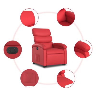 vidaXL Relaxsessel mit Aufstehhilfe Elektrisch Rot Kunstleder
