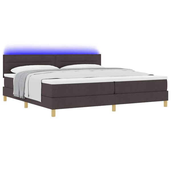 vidaXL LED Boxspringbett mit Matratze Dunkelbraun 200 x 200 cm Stoff