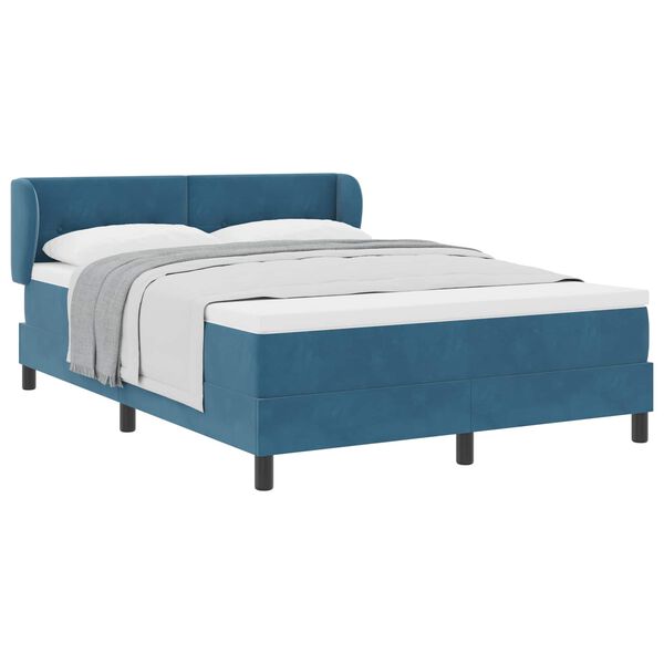 vidaXL Boxspringbett mit Matratze Dunkelblau 140 x 190 cm Samt