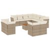 vidaXL 12-tlg. Garten-Sofagarnitur mit Kissen Beige Poly Rattan