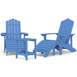 vidaXL Adirondack-Gartenst&uuml;hle mit Hocker & Tisch HDPE Aquamarin