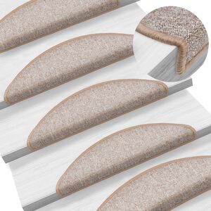 vidaXL Stufenmatten 15 Stk. 56x17x3 cm Hellbraun Halbrund