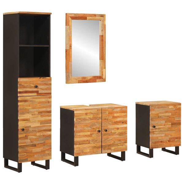 vidaXL Badezimmer Sets mit Schubladen mit Regal Natur Massivholz Mango