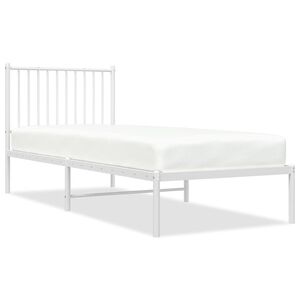 vidaXL Bettgestell mit Kopfteil Metall Wei&szlig; 80x200 cm