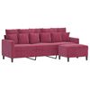 vidaXL 3-Sitzer-Sofa mit Hocker Weinrot 180 cm Samt