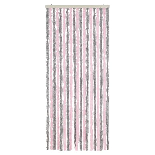 vidaXL Fliegenvorhang Silbergrau und Rosa 56x185 cm Chenille