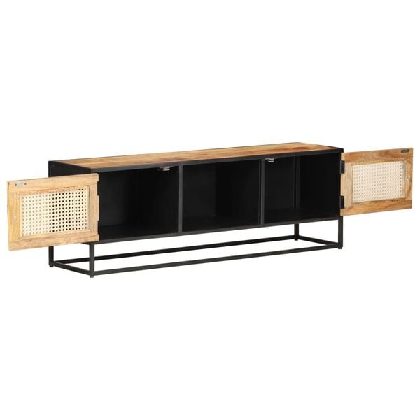 vidaXL TV-Schrank 120x30x40 cm Raues Mangoholz und Wiener Geflecht