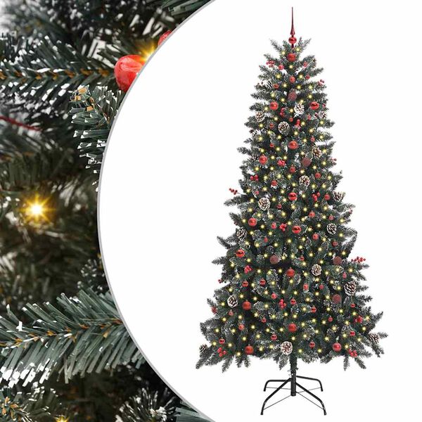 vidaXL K&uuml;nstlicher Weihnachtsbaum Gr&uuml;n 240 cm PVC, Plastik und Stahl